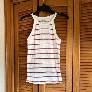 Madewell White Tank Top with Red Stripes